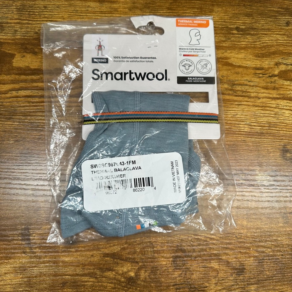 NEW Smartwool Thermal Merino Balaclava Lead Heather Blue SW0SC967L43-1FM NWT